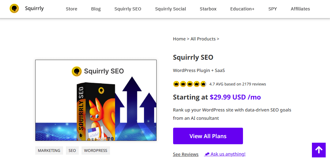 Squirrly Home page
