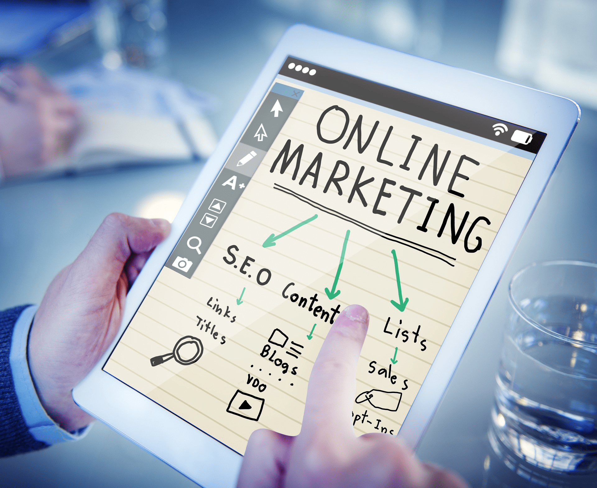 online marketing on a tablet