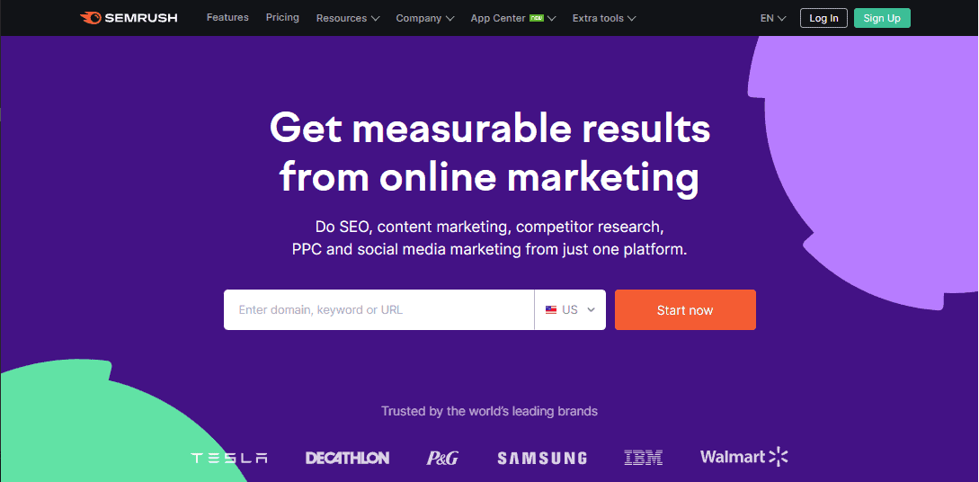 Semrush Home page