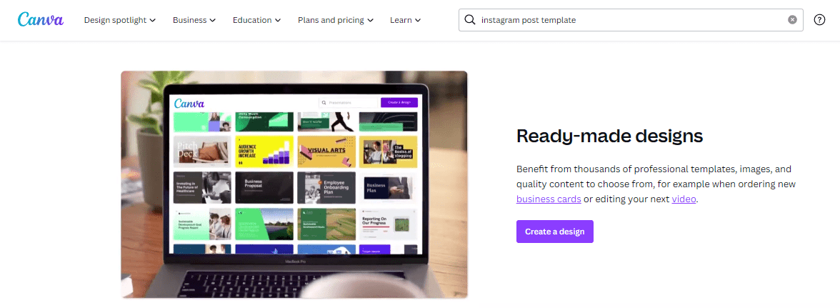 Canva second website page 