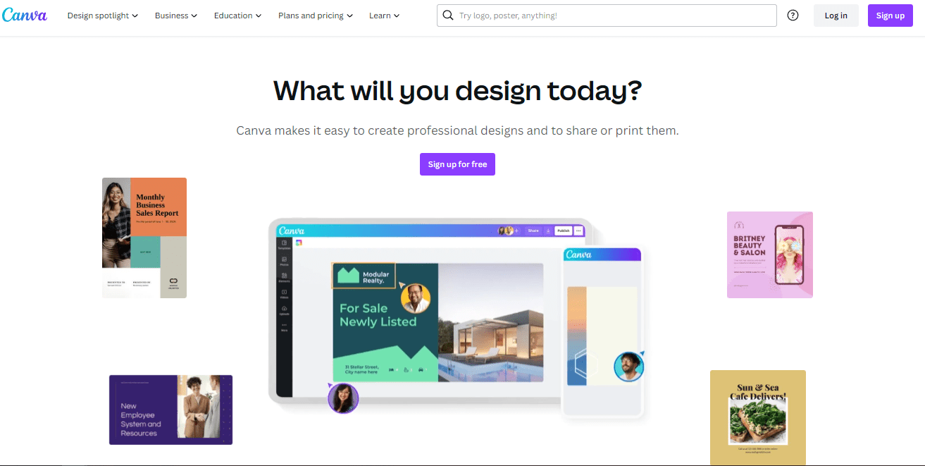 Canva main website page 