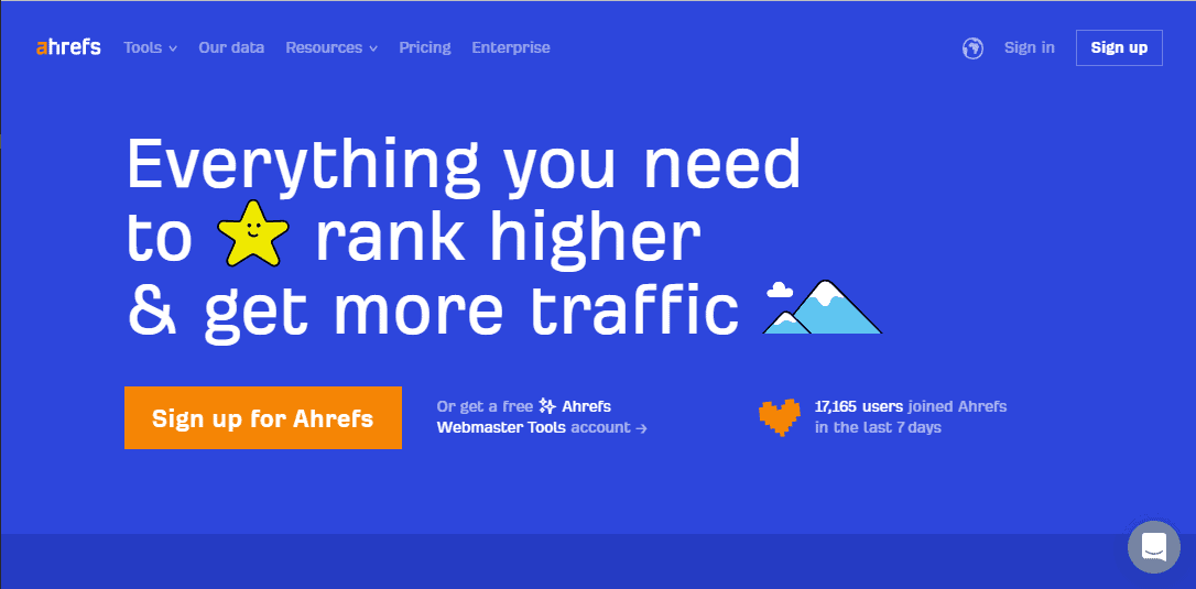 Ahrefs Home page