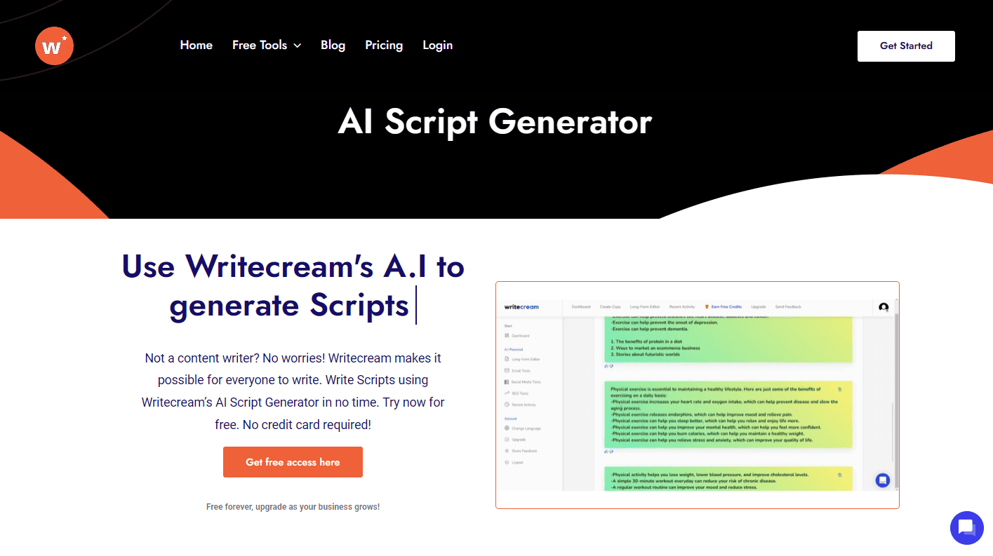 Writecream Website.