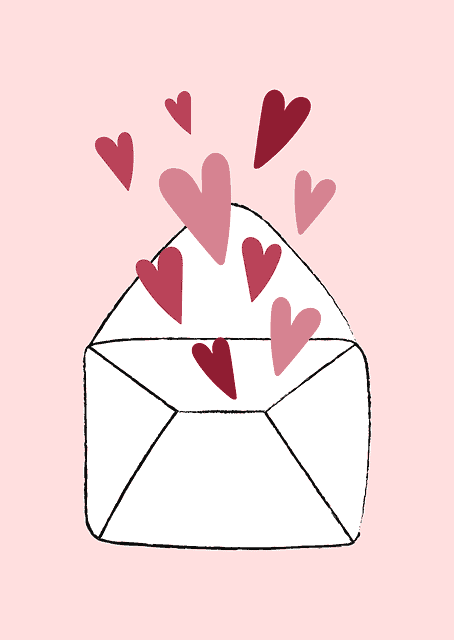 hearts, letters, envelope